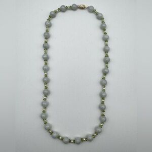 Gold Stone Jewelry Jade Pearl Peridot 14k Clasp Beaded Strand Necklace G.S.J.